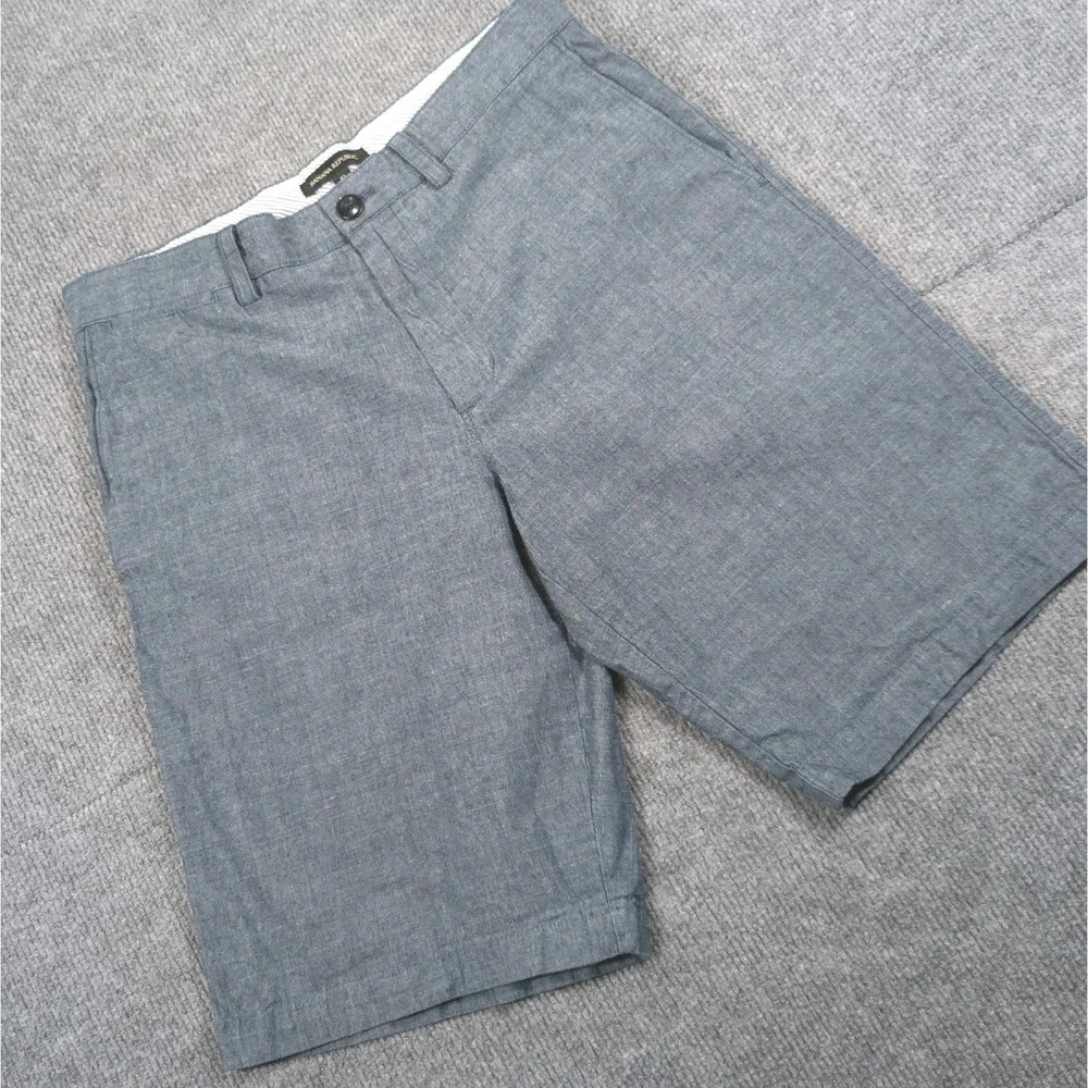 Banana Republic Resort Casual Mens 31 Blue Chambray Cotton Shorts Flat Front